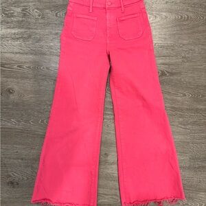 MOTHER Wideleg Jeans in Bright Pink